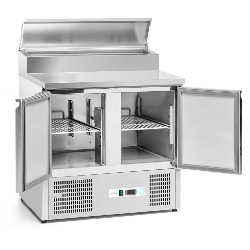 Salatieră frigorifică cu 2 uși 257 l, cu blat din oțel inoxidabil FORGAST FG07402