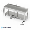 Masă de lucru inox cu raft 210x60x85 cm | FORGAST