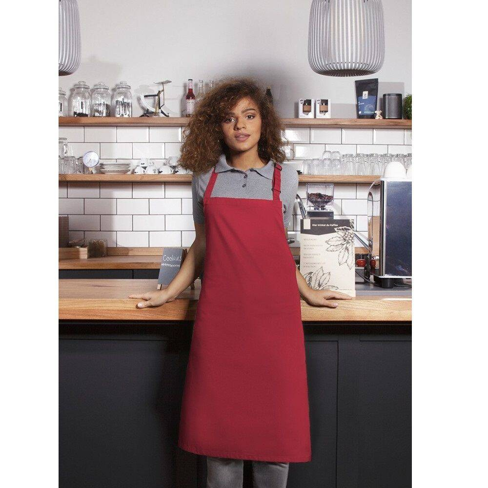 Șorț de bucătar Basic 75 x 90 cm cu clemă zmeuriu | KARLOWSKY BLS 4-89-Stck