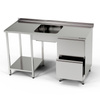 Masă inox cu chiuvetă cu 1 vas și bloc cu 2 sertare 170x70x85 cm | FORGAST
