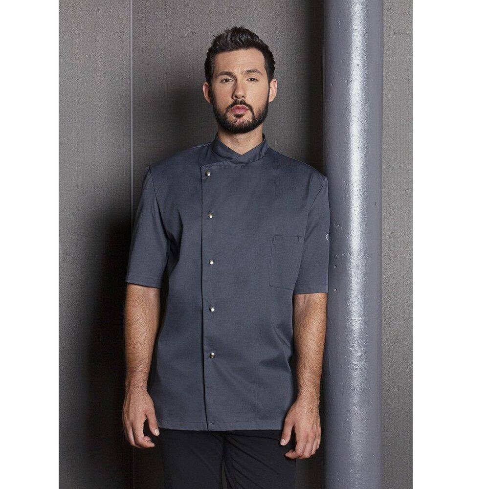 Bluză de bucătar pentru bărbați Gustav antracit | KARLOWSKY JM 15-5