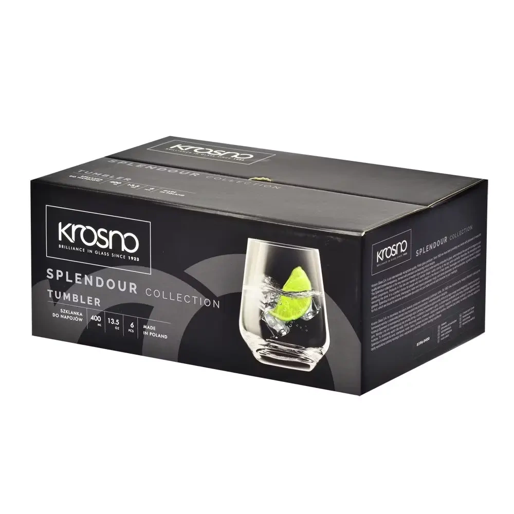 Pahare pentru băuturi, joase, Splendour 400 ml - set 6 bucăți | KROSNO GLASS F688596040061M80