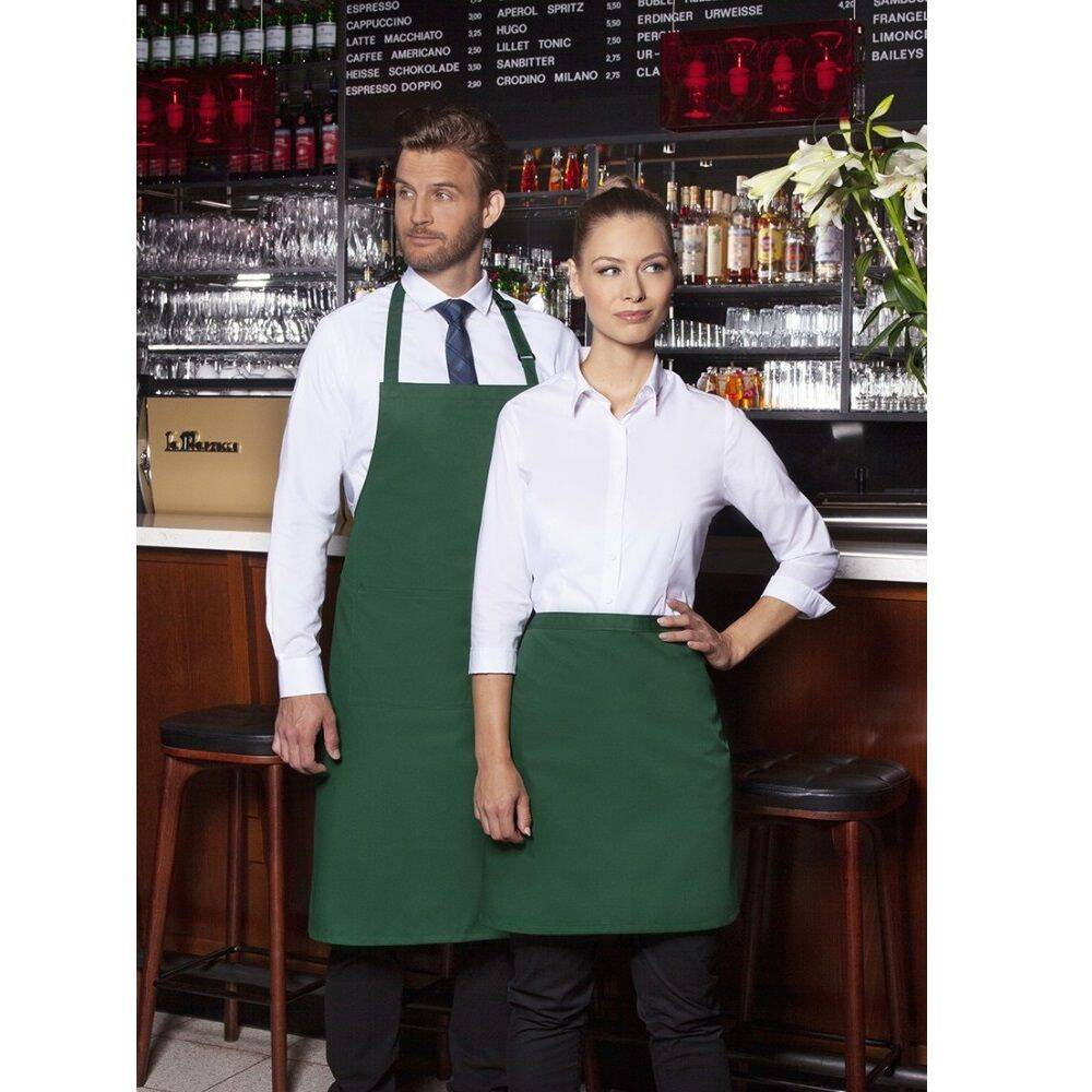 Șorț de bucătar de bază 75 x 90 cm cu buzunar și cataramă verde pădure | KARLOWSKY BLS 5-32-Stck