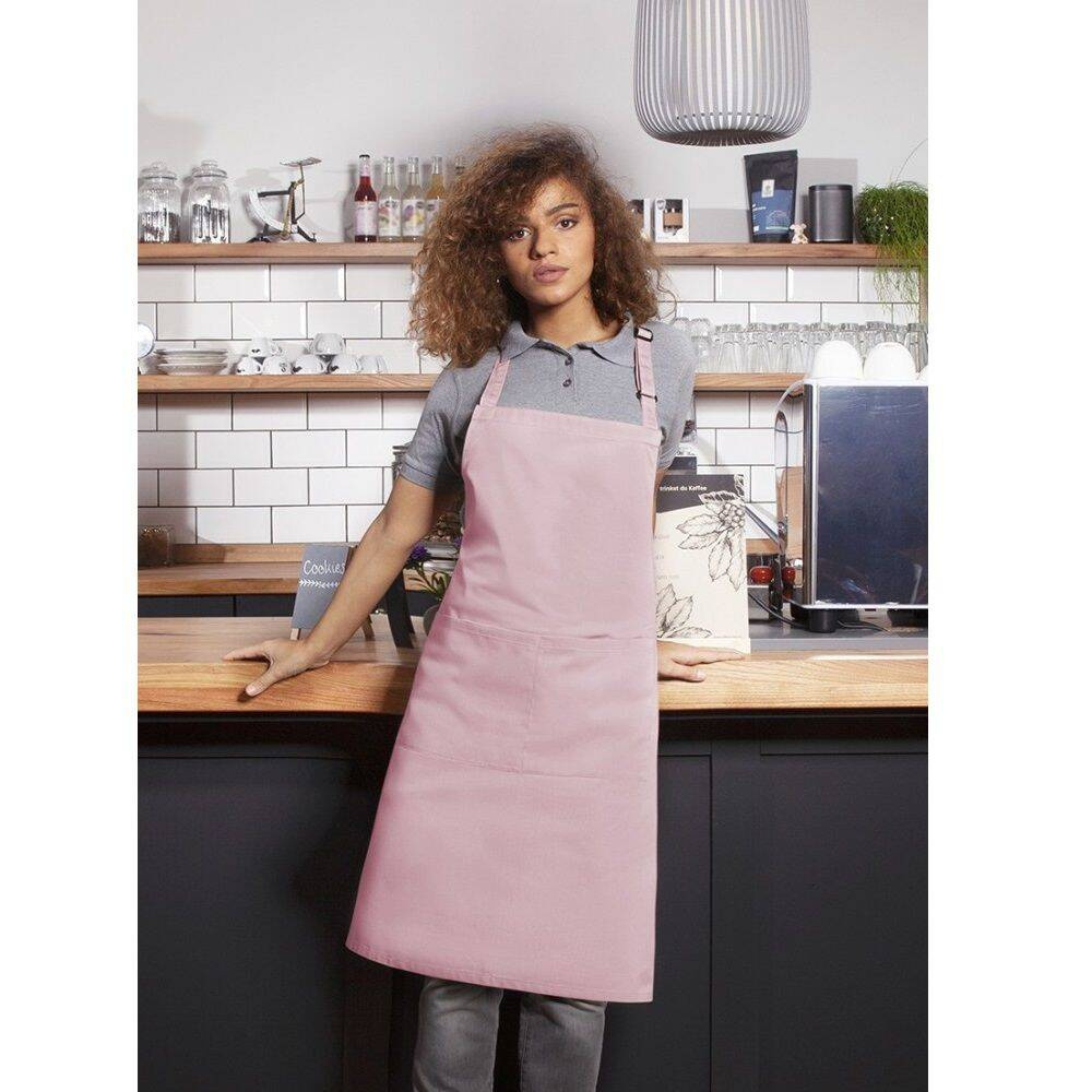 Șorț de bucătar de bază 75 x 90 cm cu buzunar și cataramă roz pal | KARLOWSKY BLS 5-34-Stck