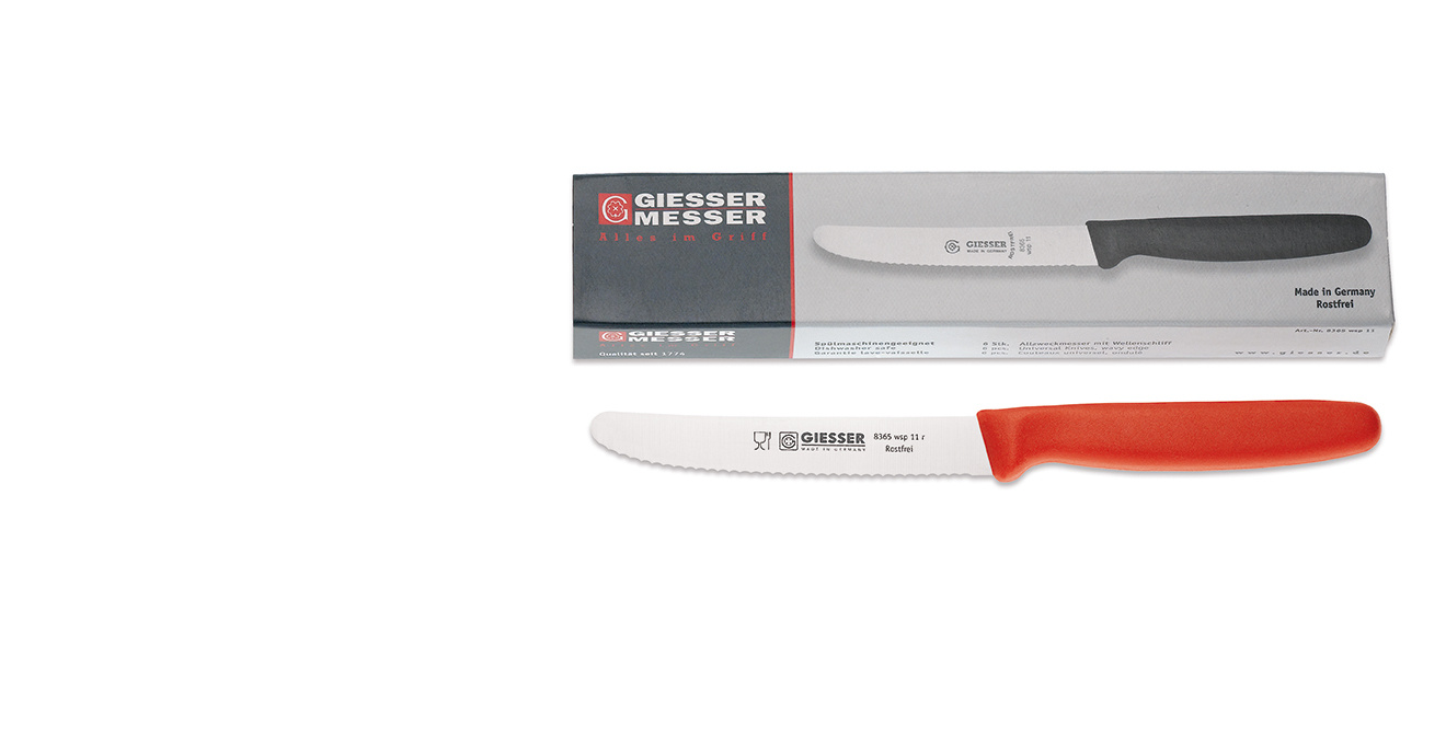 Set de cuțite cu lamă ondulată - 11 cm, 6 piese, roșu | GIESSER MESSER 8365 wsp 11-6 r