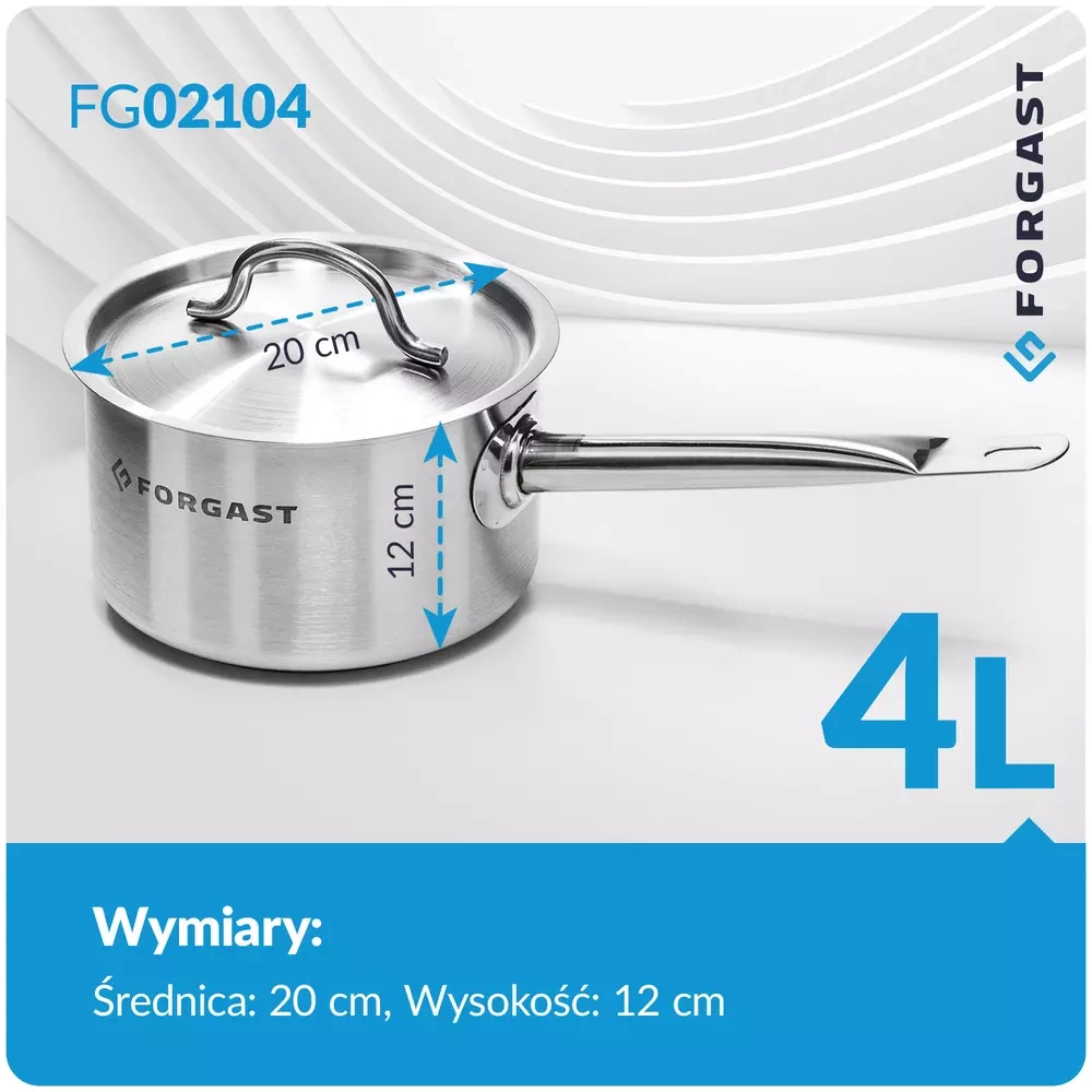 Rondel din oțel inoxidabil cu capac, capacitate 2 l | FORGAST FG02102