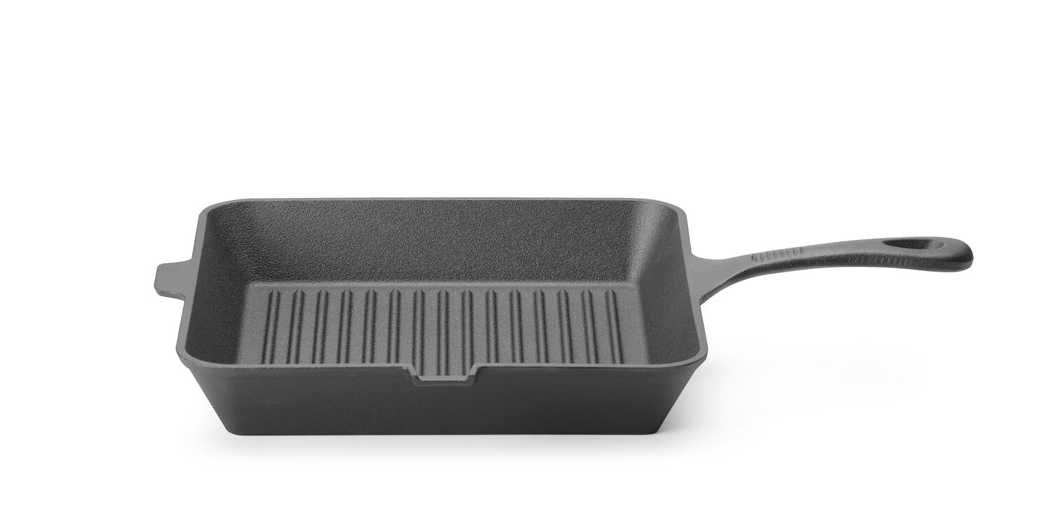 Tigaie grill pătrată din fontă, 26.5 x 26.5 cm | HENDI 629369