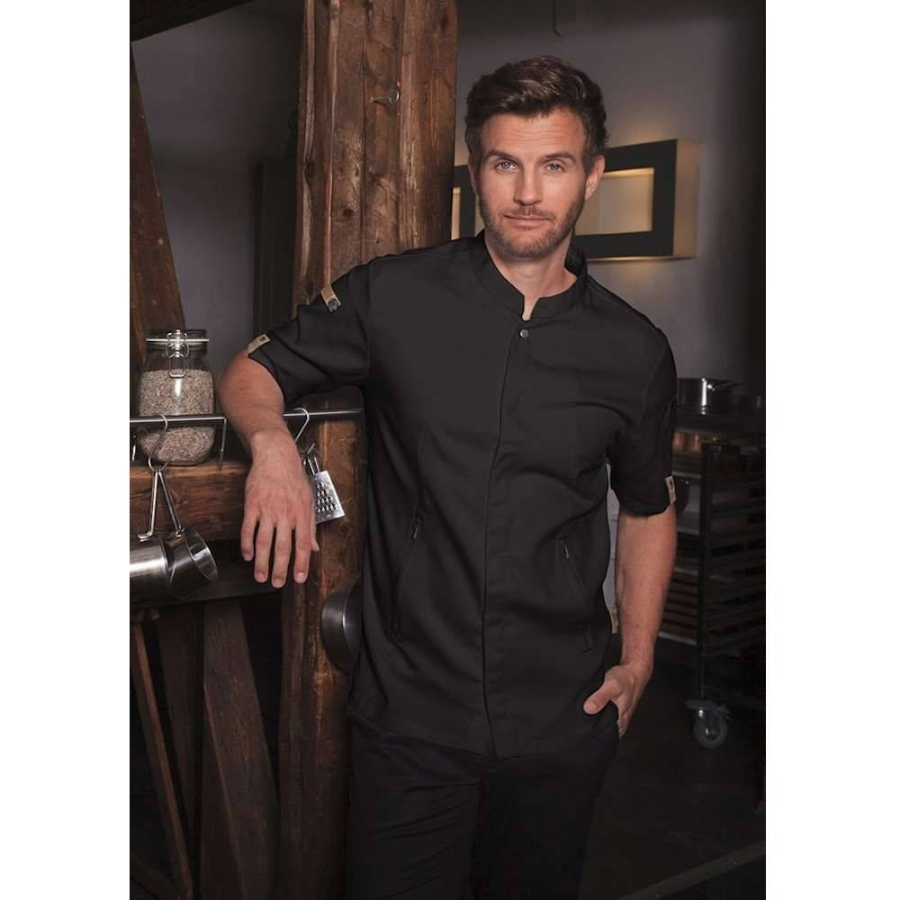 Green-Generation bluză de bucătar cu mânecă scurtă negru bărbați | KARLOWSKY JM 36-1