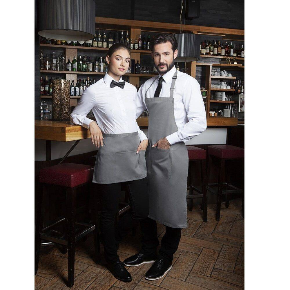 Șorț de bucătar Basic 75 x 90 cm cu buzunar și cataramă, gri bazalt | KARLOWSKY BLS 5-90-Stck