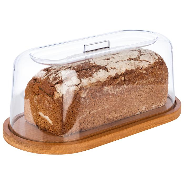 Tavă din bambus cu capac din plastic SAN, 28x14x11.5 cm | APS 826