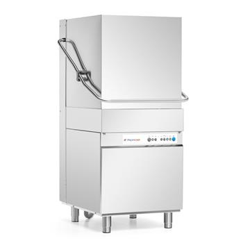 Mașină de spălat vase tip hotă pentru gastronomie cu pompă de evacuare, control manual, dozator de detergent, 9,55 kW, 400 V | PROFICHEF PCZ-02101