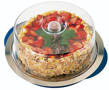 Tavă rotundă cu element de răcire și capac, albastră 35x15 cm | APS 9093