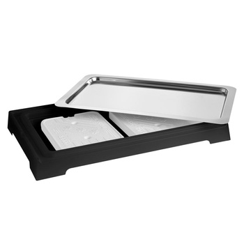 Vitrină bufet cu insert răcitor, fără capac TOP FRESH GN 1/1, negru, 58.5x36.5x6 cm | APS 11505