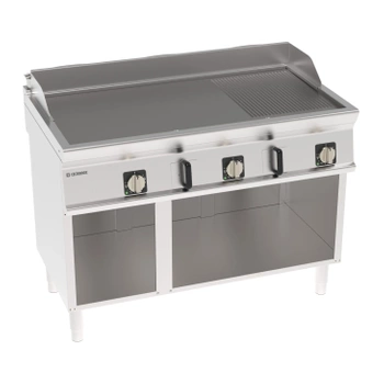 Placă grill electrică, 2/3 netedă, 1/3 ondulată, pe o bază deschisă, 120 cm, 400V Tecno74 | TECNOINOX 716207