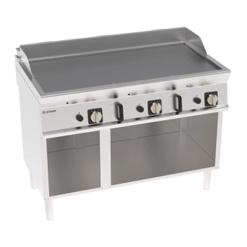 Placă netedă pentru grătar cu gaz, cromată, periat, pe o bază deschisă 120 cm | TECNOINOX 713162