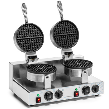 Aparat electric dublu pentru vafe belgiene, dia. 18,5 cm, 4 kW, 230 V | FORGAST FG09721