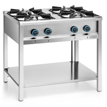 Cuptor pe gaz pentru servicii alimentare, 4 arzătoare cu raft inferior, 23.5 kW | FORGAST FG09452