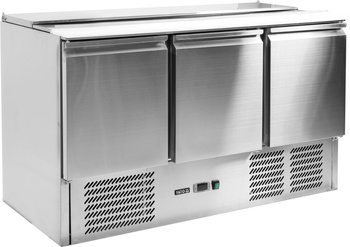 Salatieră frigorifică cu 3 uși, cu capac din oțel inoxidabil | YATO YG-05290