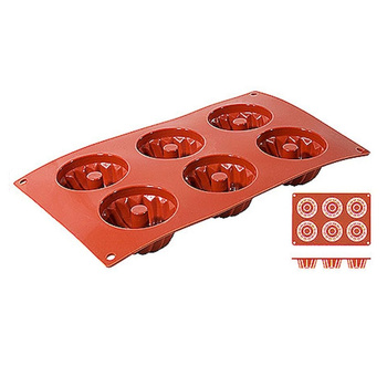 Formă de copt din silicon pentru 6 brioșe, 7x3.5 cm | CONTACTO 6640/076