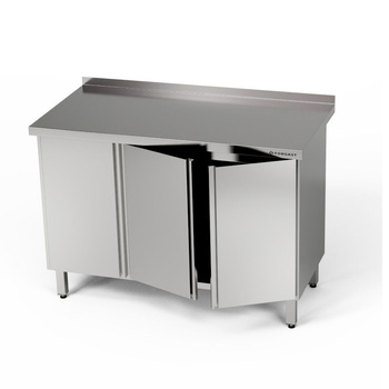 Masă de lucru cu 3 uși din oțel inoxidabil 150x70x85 cm | FORGAST