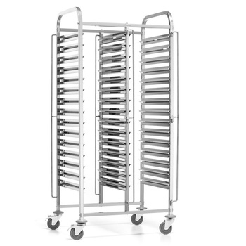 Cărucior pliabil din oțel inoxidabil pentru tăvi și recipiente - pentru 30 GN 1/1 | FORGAST FG01103