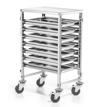 Cărucior pliabil din oțel inoxidabil pentru tăvi și containere - pentru 7 GN1/1 | FORGAST FG01104