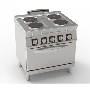 Aragaz electric pentru catering, 4 plite cu cuptor GN1/1 | TECNOINOX 716084