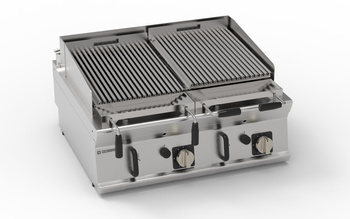Grătar reglabil cu gaz lava 16 kW dublu 2x 46×36 cm | TECNOINOX 713148