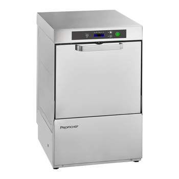 Mașină de spălat pahare profesională SMART, control electronic, dozator de detergent, coș 35x35 cm, 2,89 kW, 230 V | PROFICHEF PCZ-04035