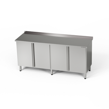 Masă de lucru din oțel inoxidabil cu 2 dulapuri 230x70x85 cm | FORGAST