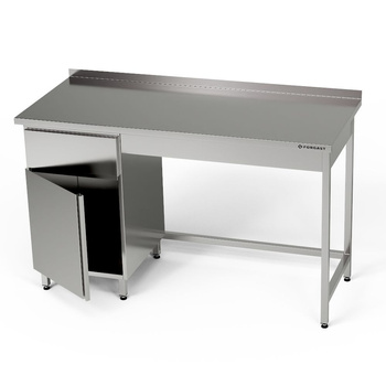 Masă de lucru din oțel inoxidabil cu dulap și sertar 160x70x85 cm | FORGAST