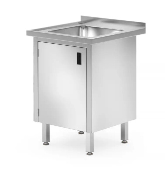 Masă cu chiuvetă cu 1 vas și dulap, 60x60x85 cm | HENDI 813522