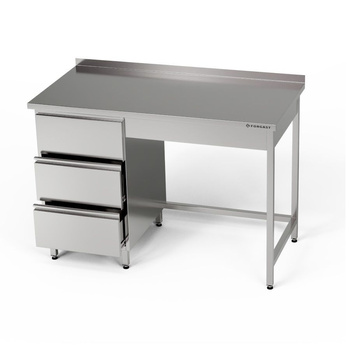Masă de lucru din oțel inoxidabil cu bloc de sertare 120x70x85 cm | FORGAST
