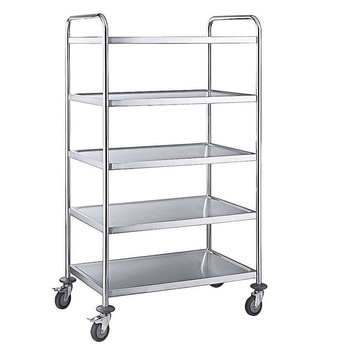 Carucior de servire cu 5 rafturi, oțel inoxidabil, 83x51x154 cm | CONTACTO 7004/005