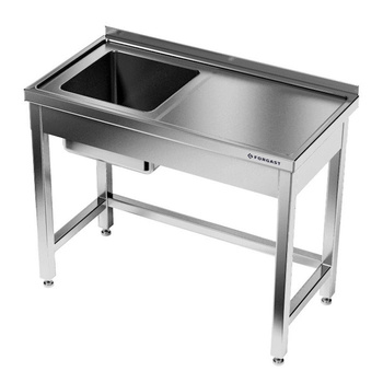 Masă inox cu chiuvetă cu 1 vas 130x60x85 cm | FORGAST