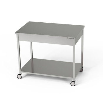 Masă de lucru din oțel inoxidabil cu raft pe roți 170x60x85 cm | FORGAST