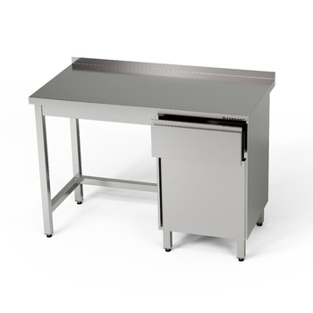 Masă de lucru din oțel inoxidabil cu dulap și sertar 150x70x85 cm | FORGAST