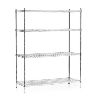 Raft de depozitare din oțel cromat, 4 polițe, 122x61x180 cm pliabil | FORGAST FG15138