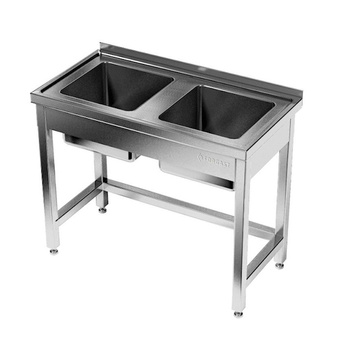 Masă inoxidabilă cu chiuvetă cu 2 compartimente 100 cm | FORGAST