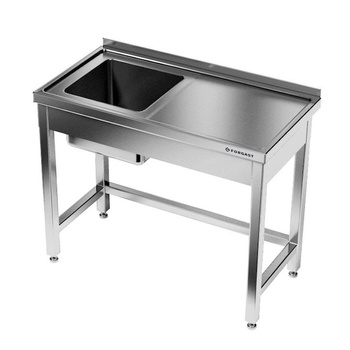 Masă inox cu chiuvetă cu 1 vas 60x60x85 cm | FORGAST
