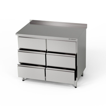 Masă de lucru din oțel inoxidabil cu 6 sertare 80x60x85 cm | FORGAST