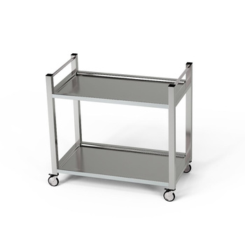 Cărucior pentru chelneri din oțel inoxidabil cu 2 rafturi și mâner vertical 80x50x85 cm | FORGAST