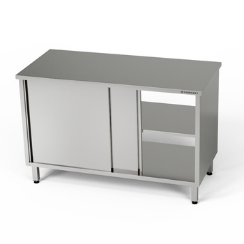 Masă de lucru pasantă din oțel inoxidabil cu dulap 100x70x85 cm | FORGAST