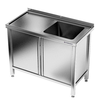 Masă inox cu chiuvetă cu 1 vas și dulap de 80 cm | FORGAST