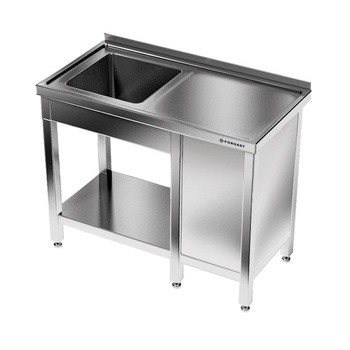Masă inox cu chiuvetă cu 1 vas și dulap 160x60x85 cm | FORGAST