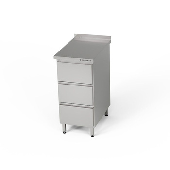 Masă de lucru din oțel inoxidabil cu bloc cu 3 sertare 40x60x85 cm | FORGAST