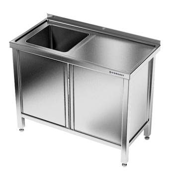 Masă inox cu chiuvetă cu 1 vas și dulap 120 cm | FORGAST