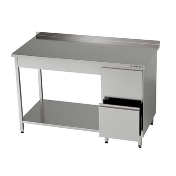 Masă de lucru din oțel inoxidabil cu bloc de sertare și raft inferior 100x70x85 cm | FORGAST