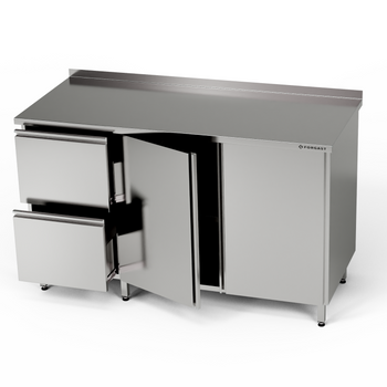 Masă de lucru din oțel inoxidabil cu dulap și bloc de sertare 170x70x85 cm | FORGAST
