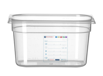 Recipient GN 1/4 adâncime 15 cm din polipropilenă HACCP | HENDI 880364